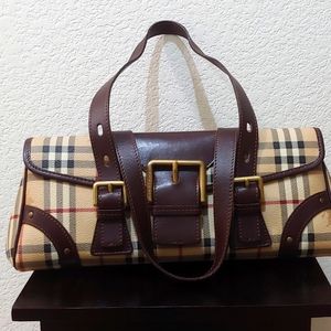 BURBERRY Haymarket Check Coated Canvas | double shoulder strap | PVC
